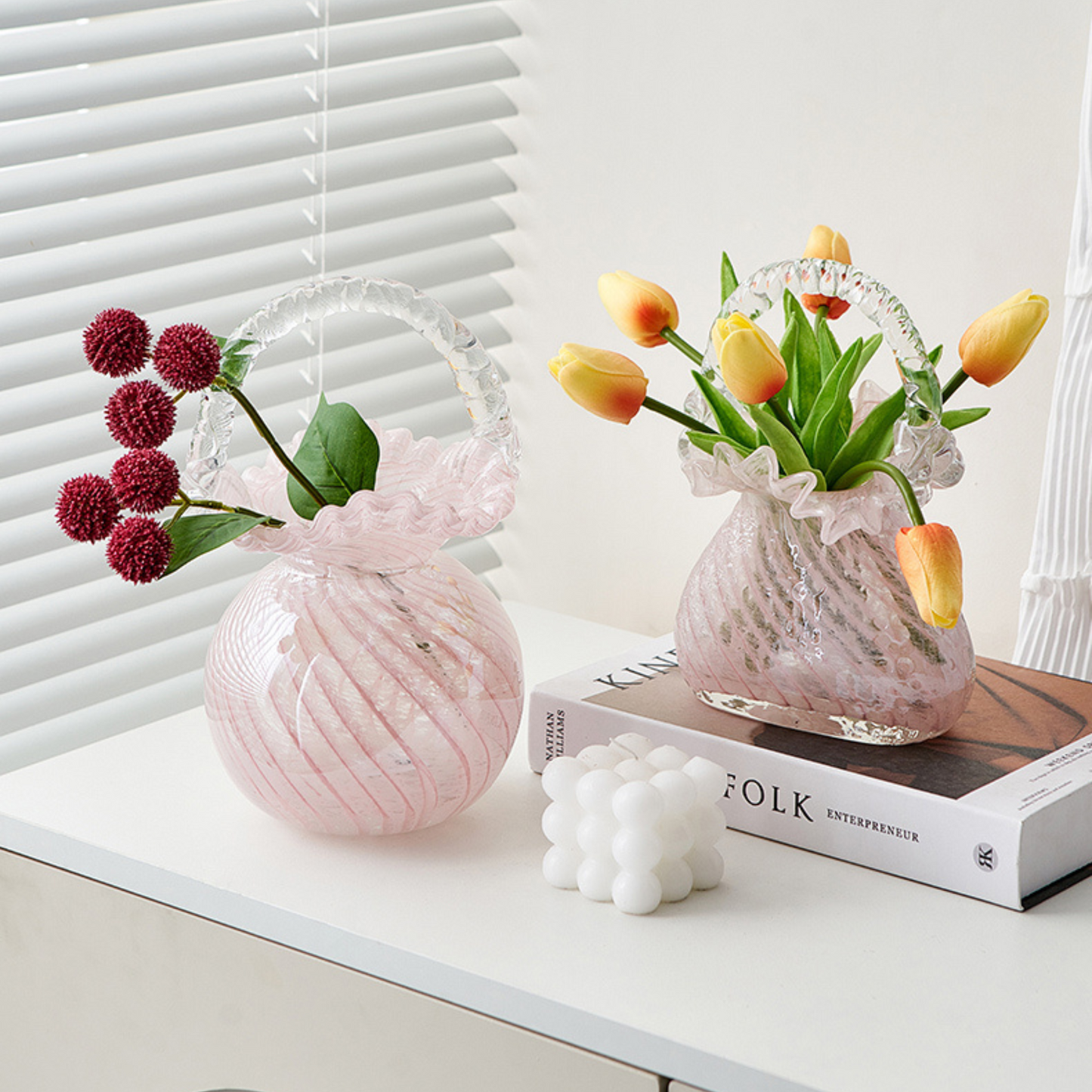 Handmade Crystal Glass Handbag Vase