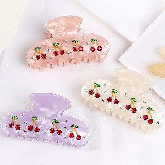 cherry hair claw clip