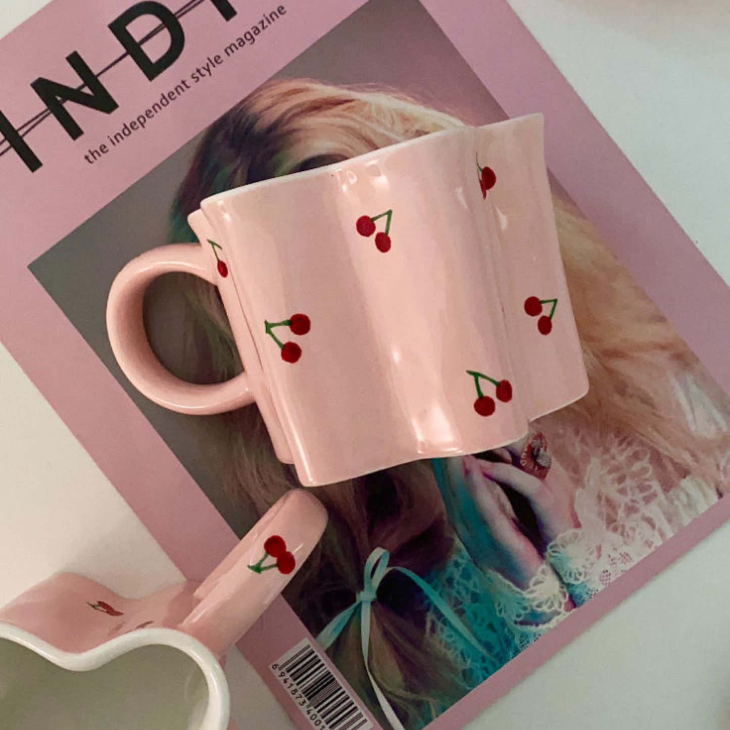 Pink Cherry Design Coffee Cup