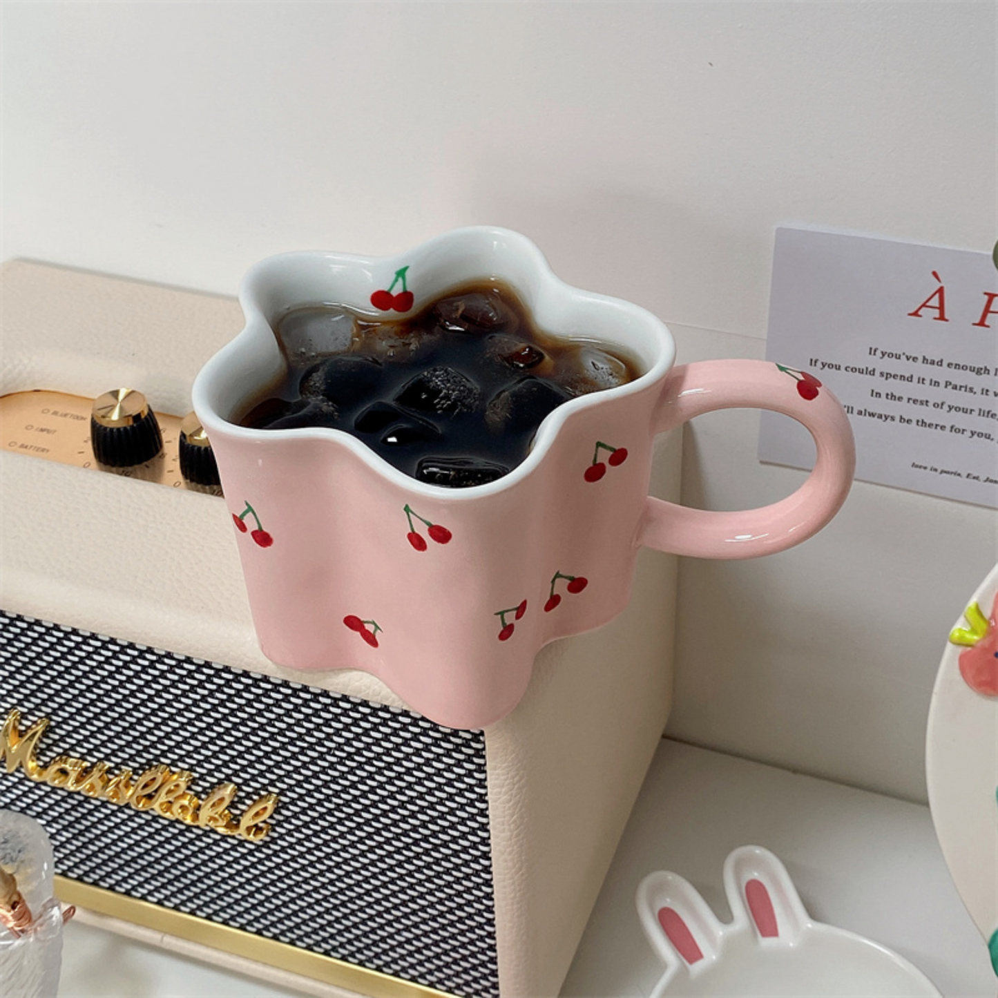 Pink Cherry Design Coffee Cup