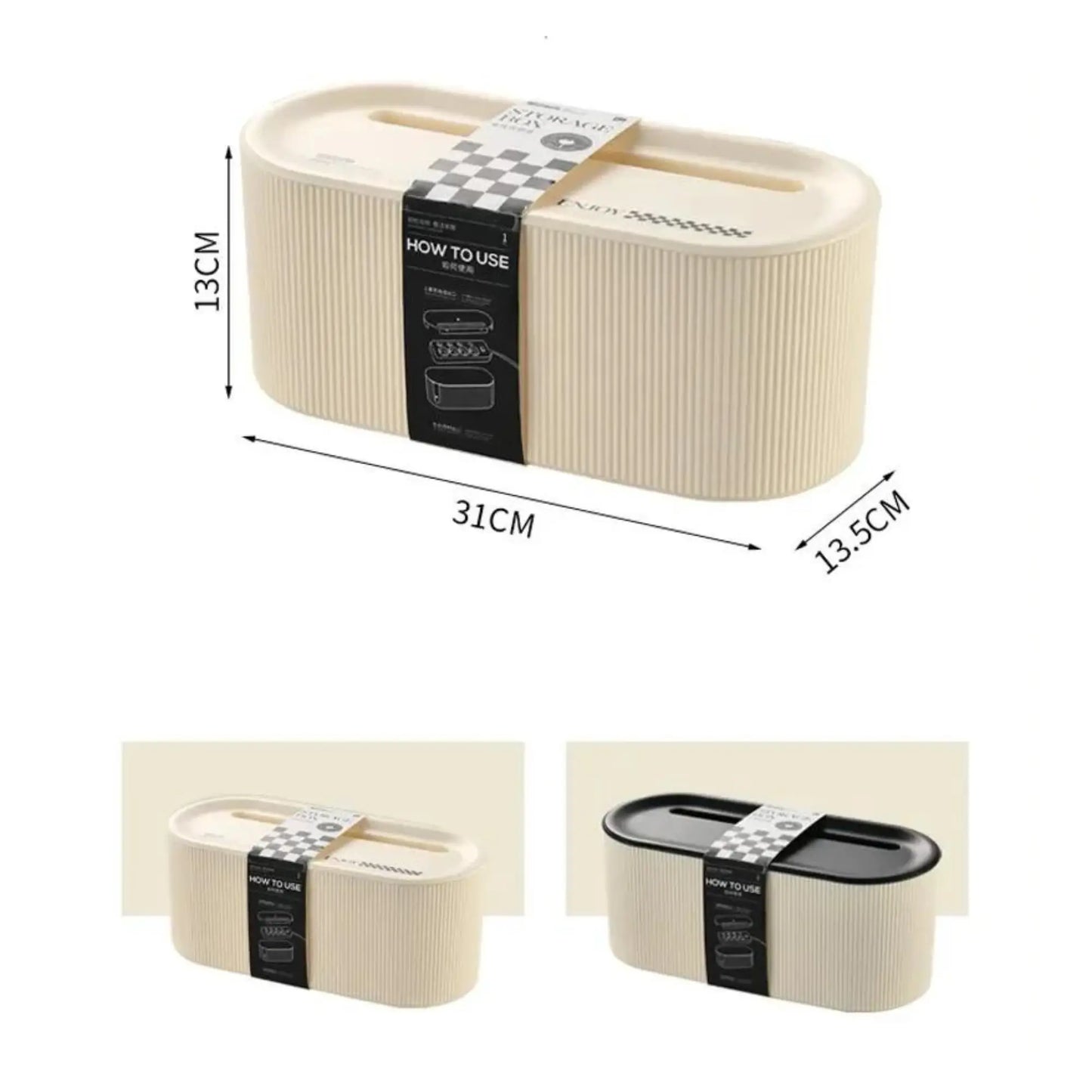 Modern Stylish Storage Box - Cream/Black CreativeFemininity