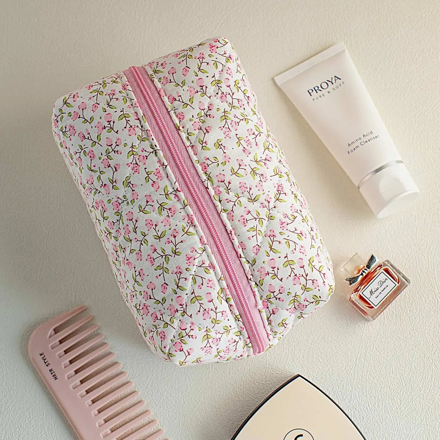Quilted Floral Make Up Bag CreativeFemininity