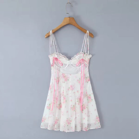 Pink Floral Lace Sun Dress Creative Femininity