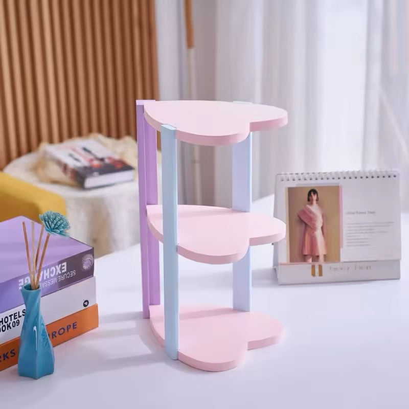 Shabby Chic Love Heart Shelf - Pink/White/Blue