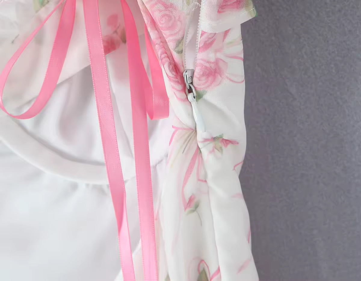 Pink Floral Lace Sun Dress