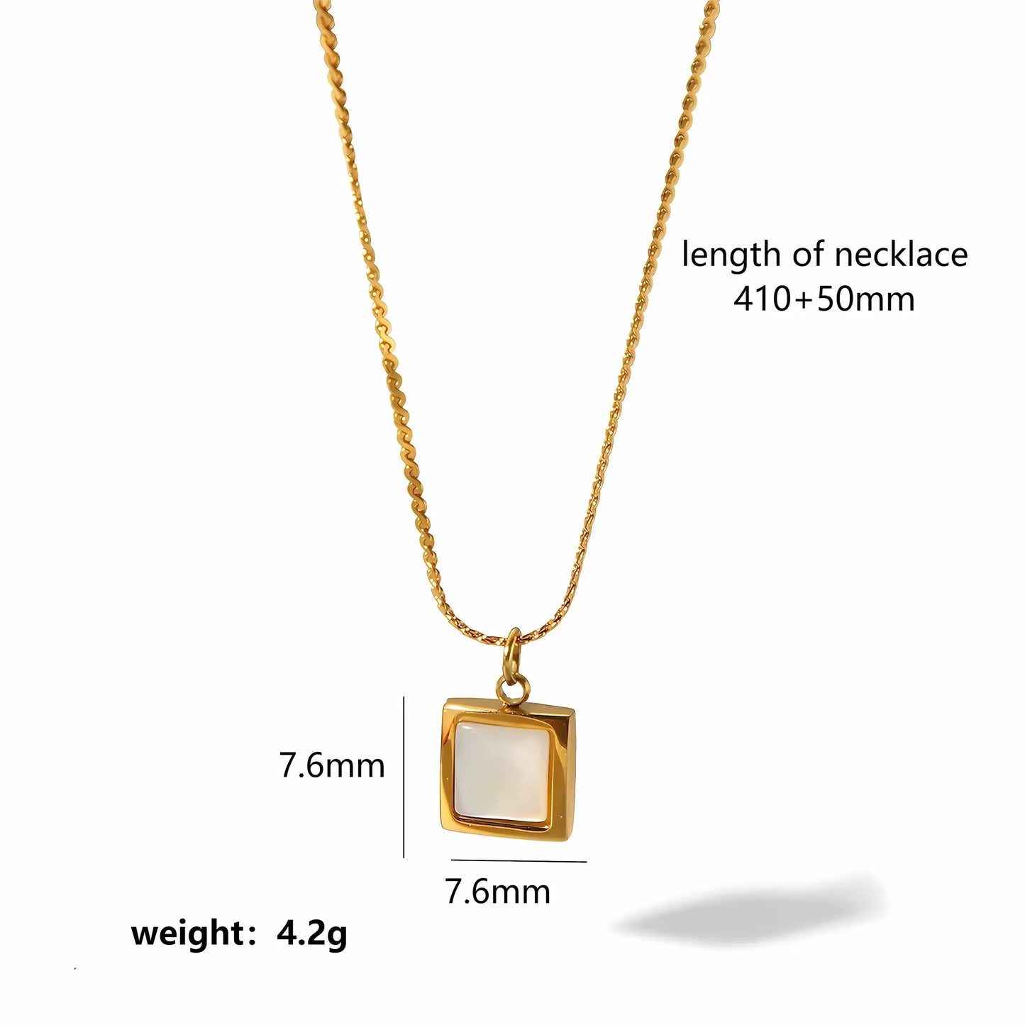 Square Amber Pendant Necklace CreativeFemininity