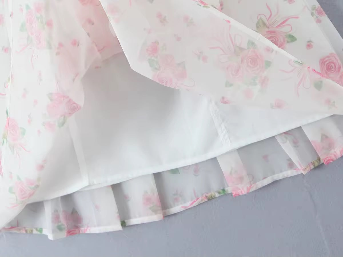 Pink Floral Lace Sun Dress