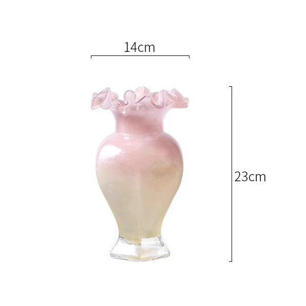 Pink & Gold Ruffle Flute Vase Creative Femininity