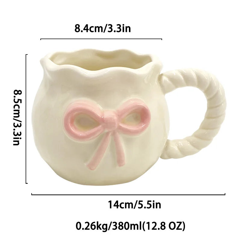 Ceramic Mug With Large Pink Bow Creative Femininity