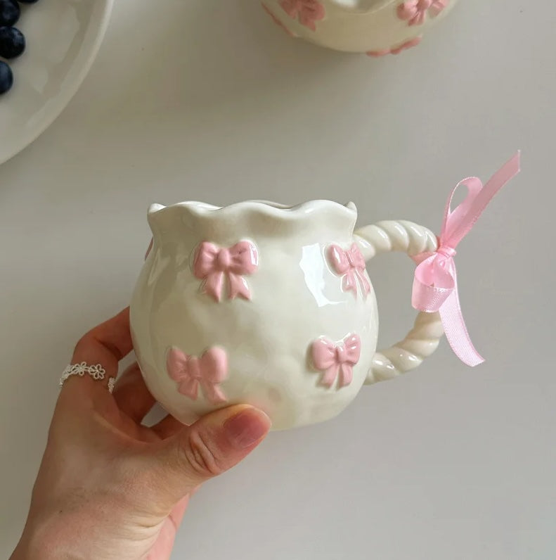 Coquette Mug With Pink Bows Creative Femininity