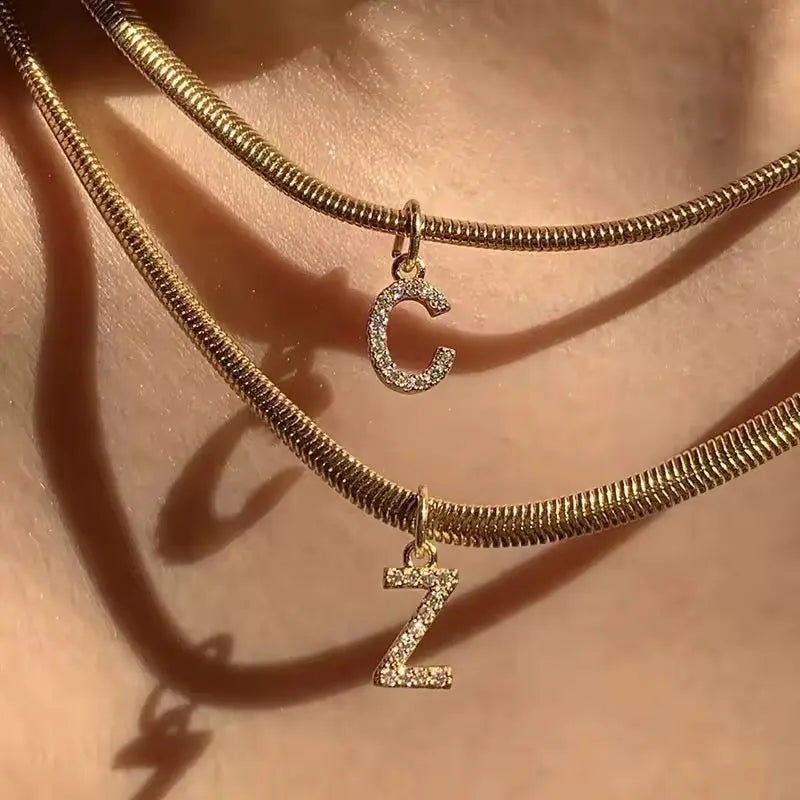 Gold Diamond Initial Necklace CreativeFemininity