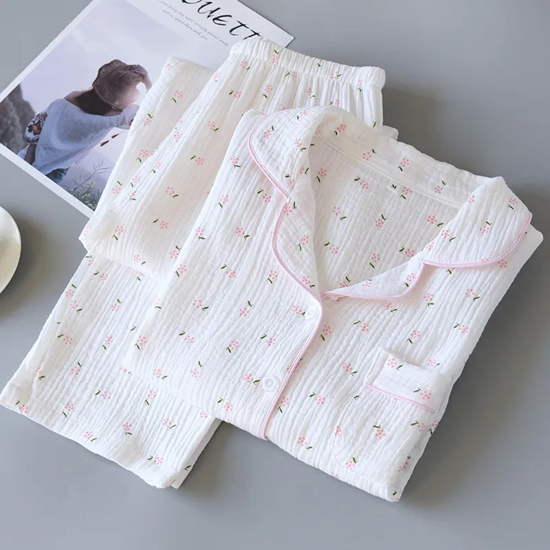 white and pink ditsy pjs