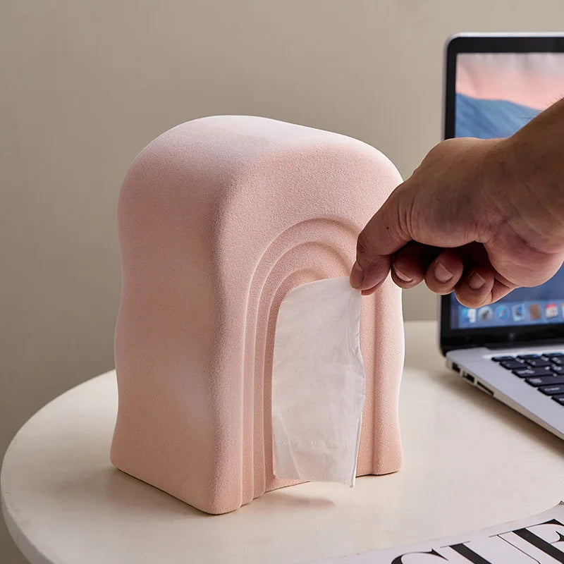 Pink ceramic tissue holder