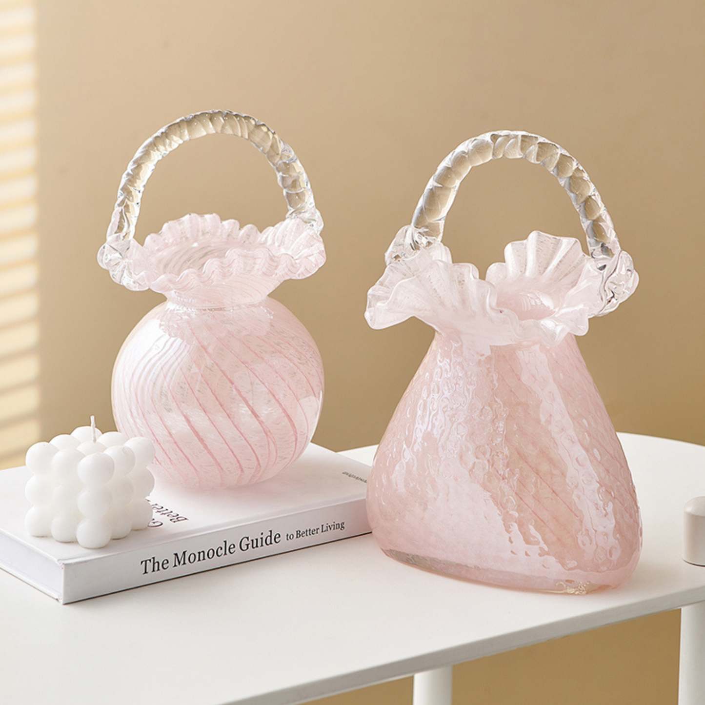 pink handbag vase