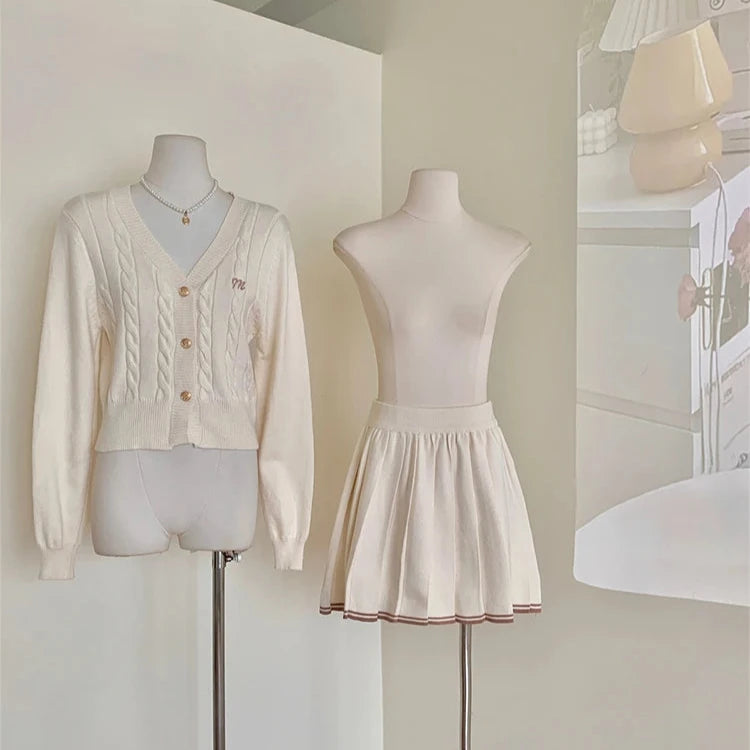 Knitted Vintage Cardigan & Skirt Set