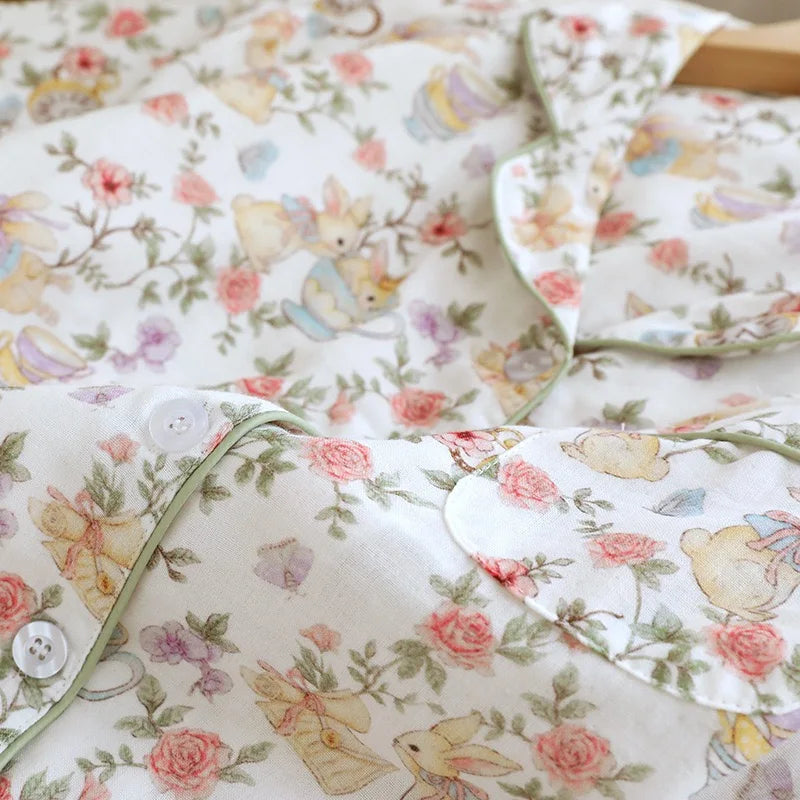 Cotton Floral & Bunny Pyjamas Set