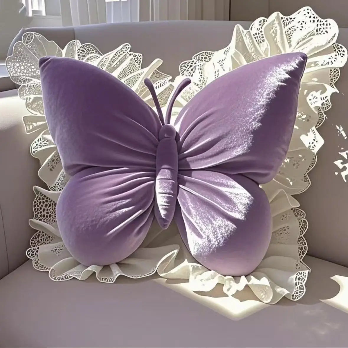 Velvet Butterfly Lace Pillow