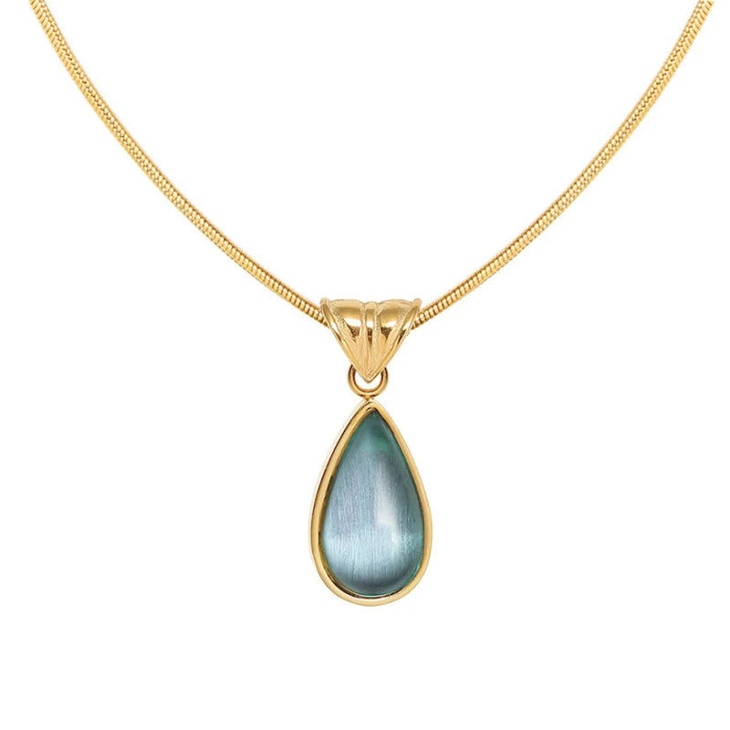 Blue Teardrop Pedant Necklace Creative Femininity
