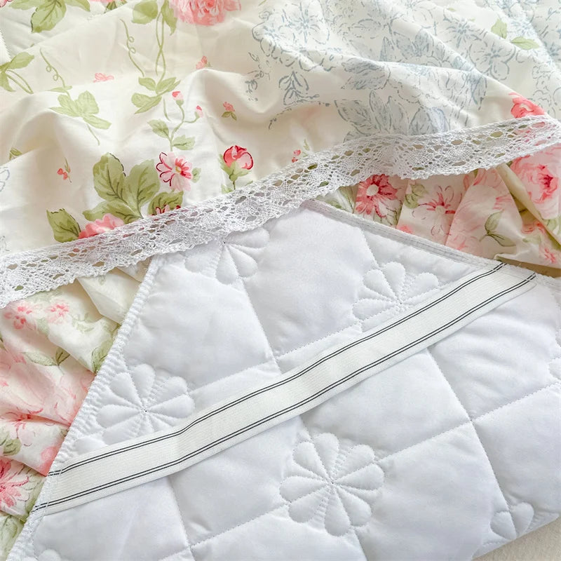 Vintage Rose Ruffle Duvet Set Creative Femininity