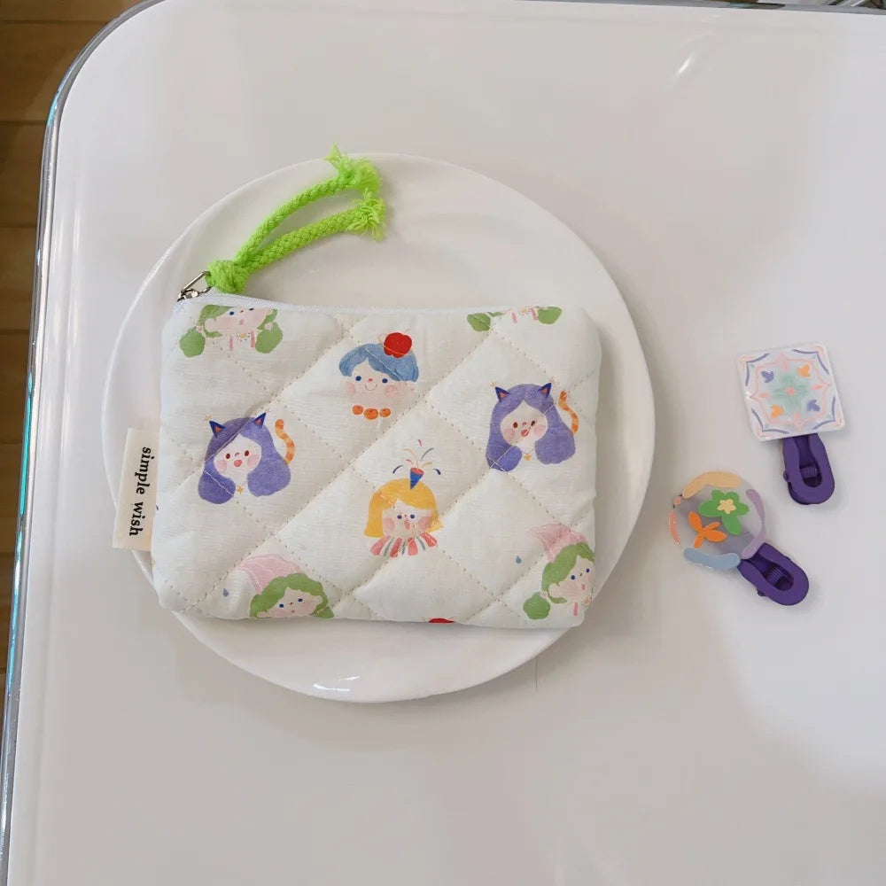 Summer Floral Quilted Makeup Pouch