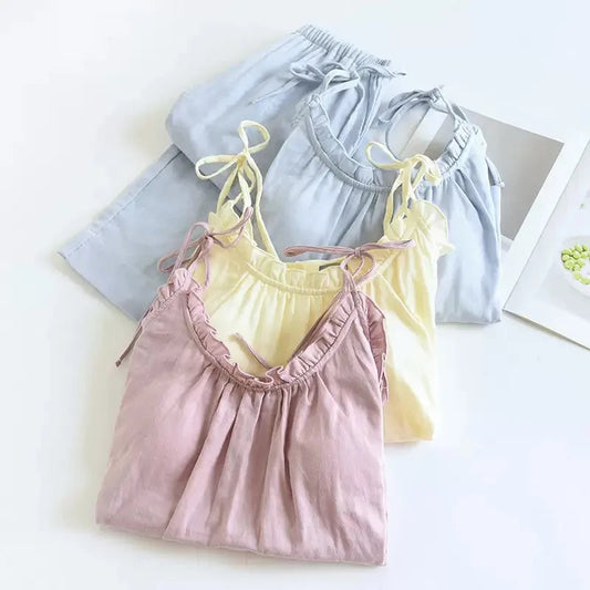 Spaghetti Strap Pastel Pyjama Set Creative Femininity