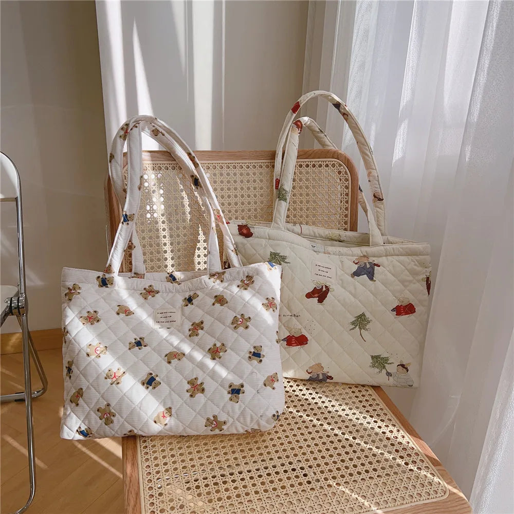 teddy quilted tote bag