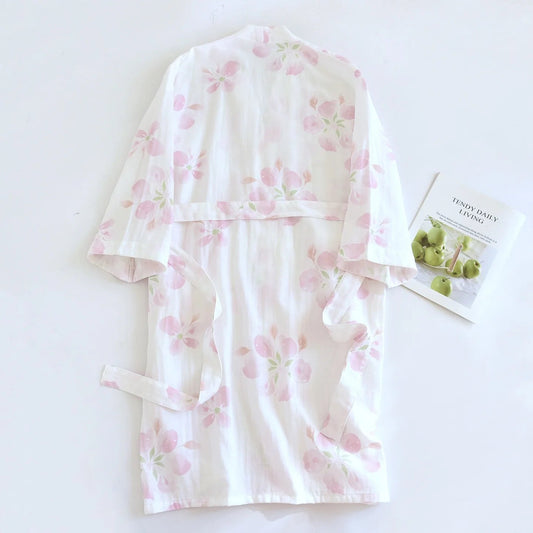 Pink & White Floral Kimono Dressing Gown Creative Femininity