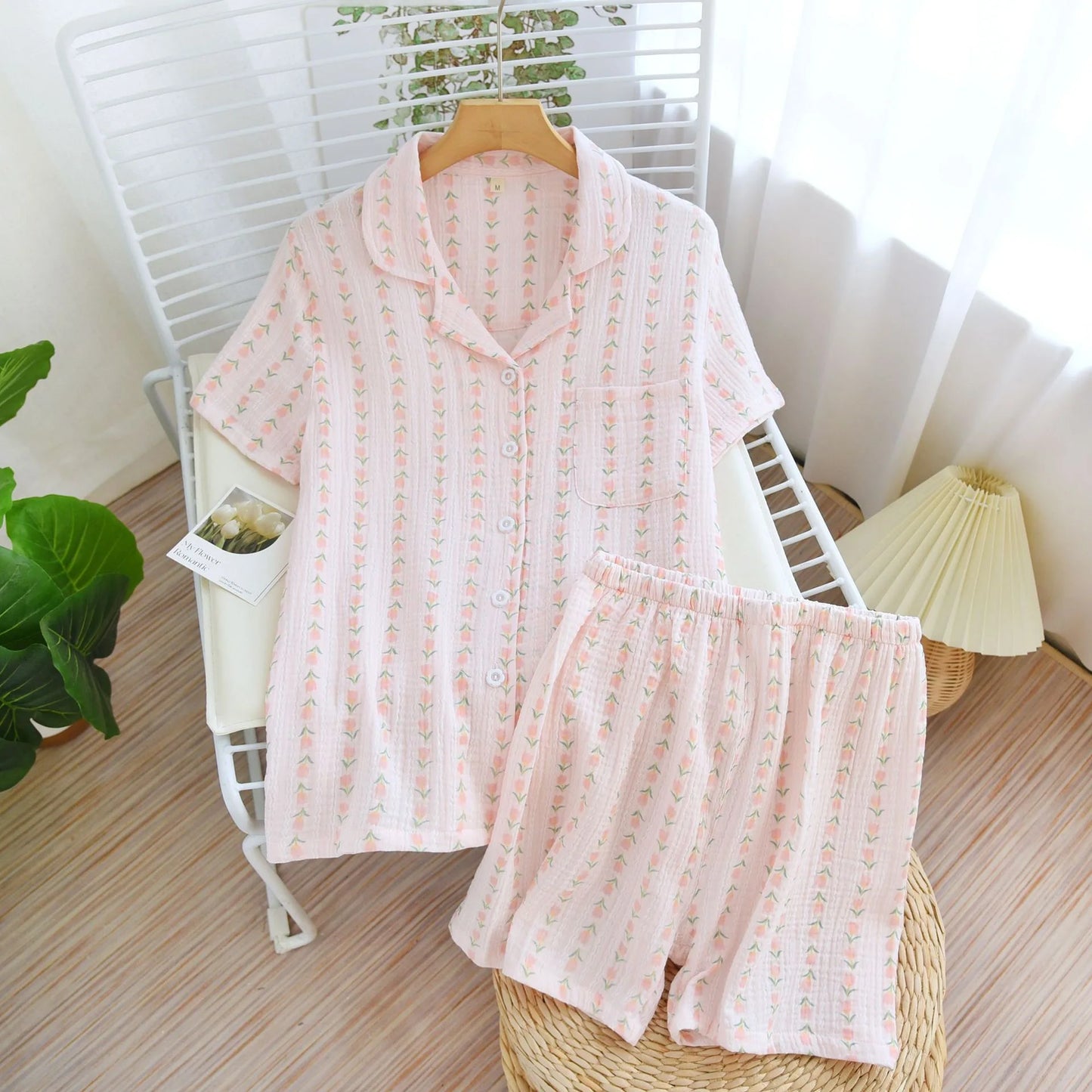 pink tulip floral pyjamas