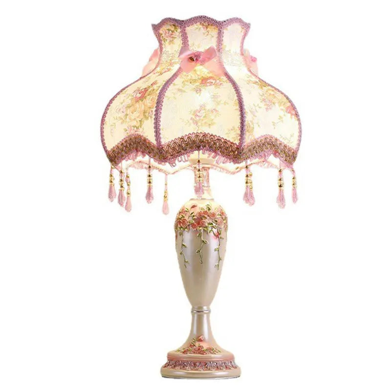 Rococo Pink Floral Tassel Lamp Creative Femininity