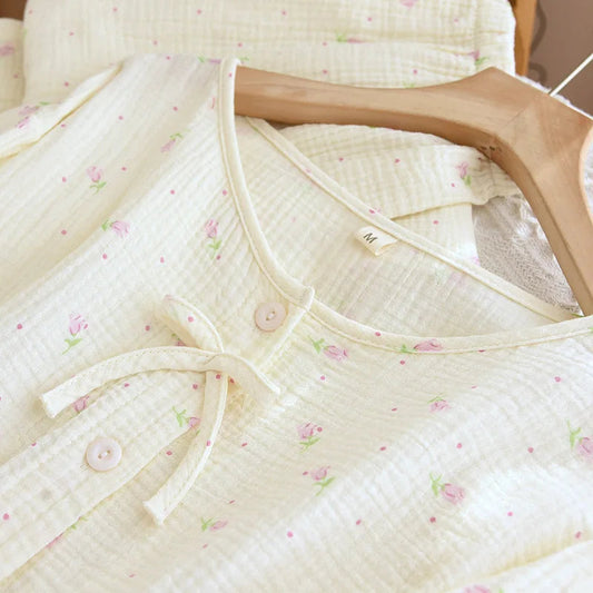 3 Piece Floral Ruffle Cotton Pj Set Creative Femininity