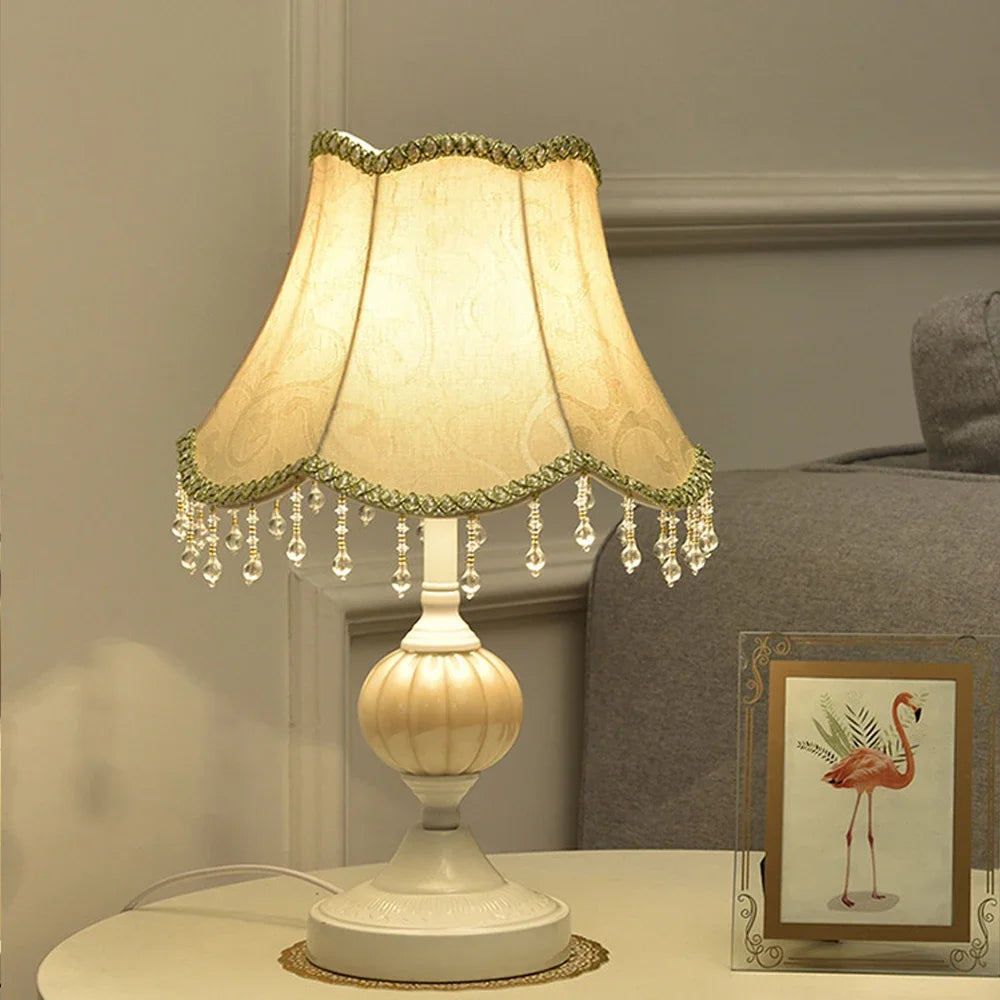 Vintage Floral Glass Tassel Lamp Creative Femininity