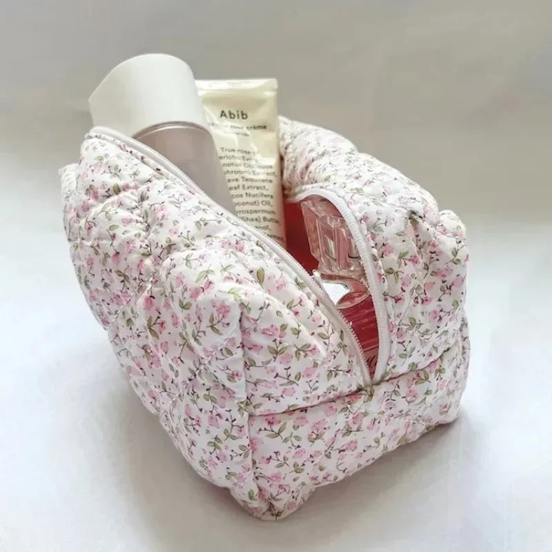 Quilted Floral Make Up Bag