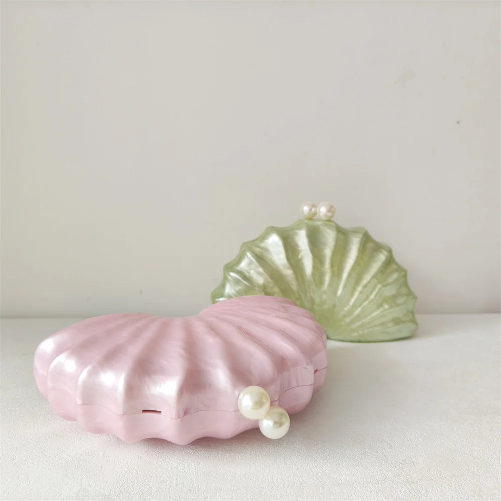 pink shell shape clutch bag