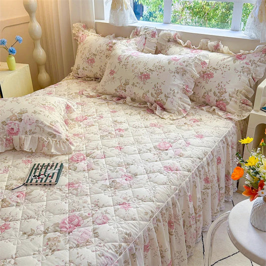 Vintage Floral Frilly Bedskirt Creative Femininity
