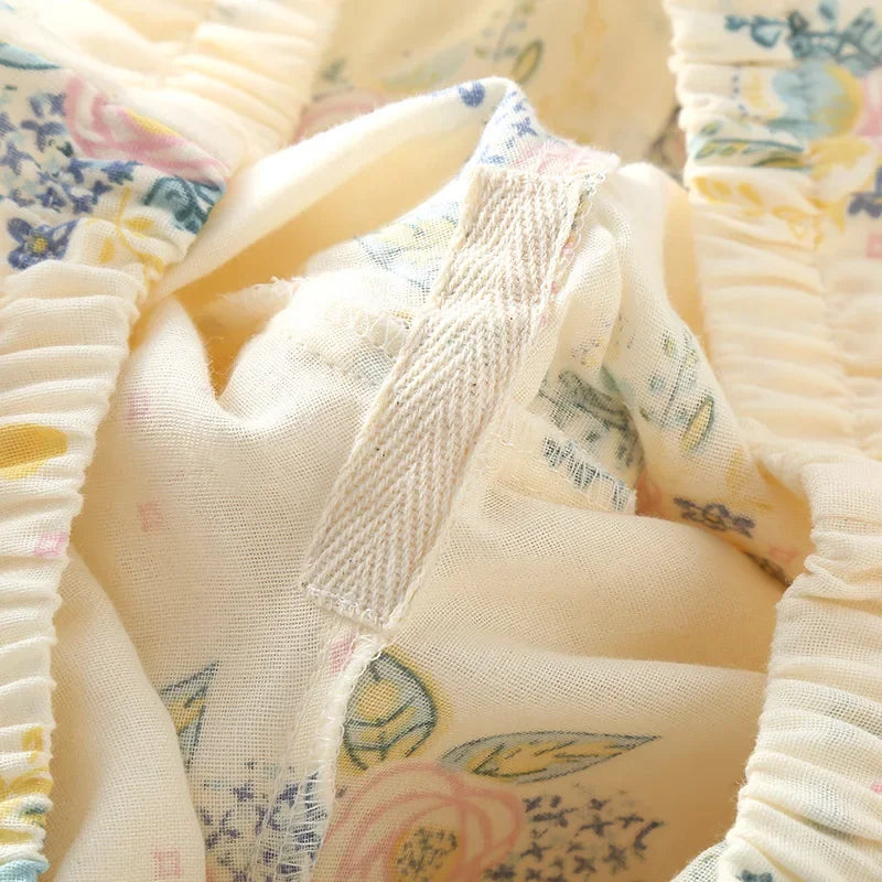 Floral Cotton Pjs With Blue Piping