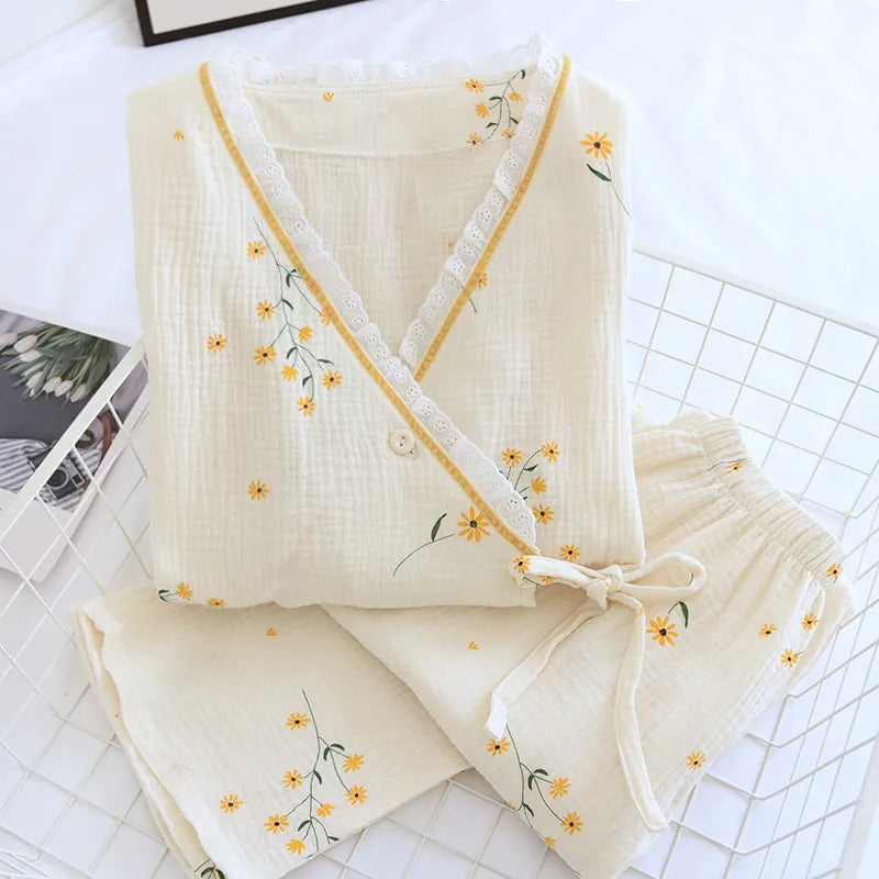 flower print kimono pjs for women