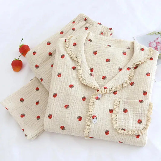 Strawberry Print Cotton Pjs Creative Femininity