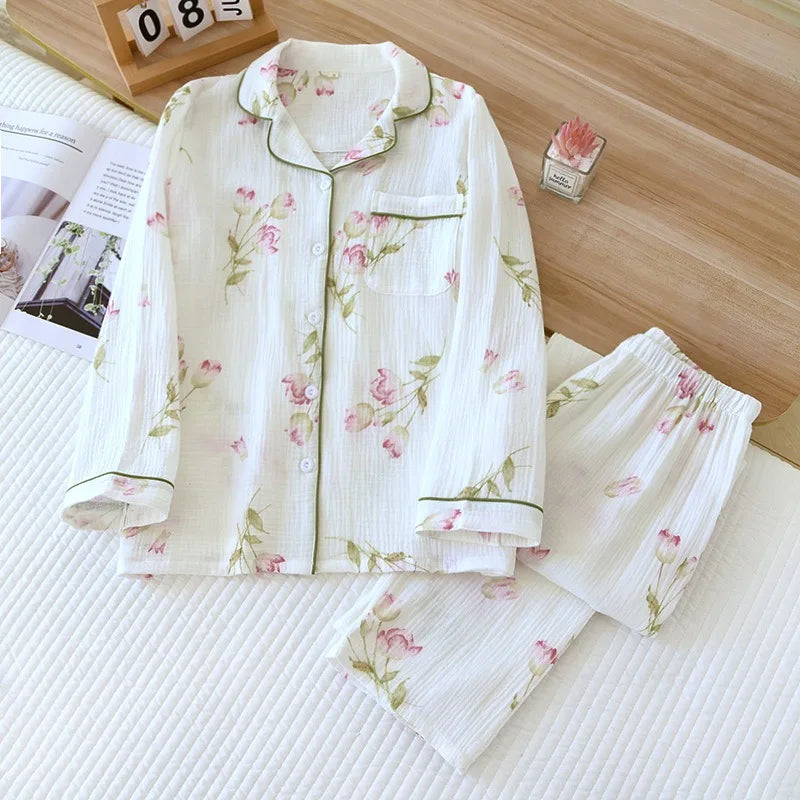 pink and sage green pjs