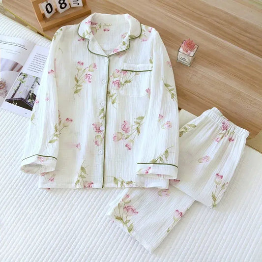 pink and sage green pjs