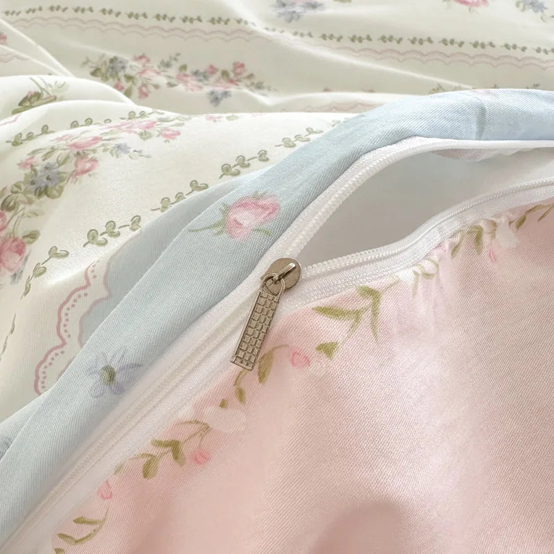 Pink & Blue Rococo Duvet Set Creative Femininity