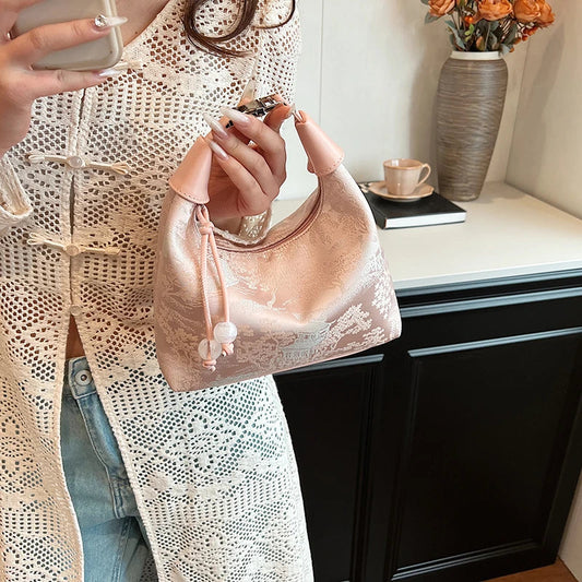 Oriental Embroidered Two Strap Handbag Creative Femininity