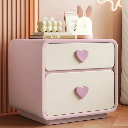 Pink Heart Bedside Table Creative Femininity