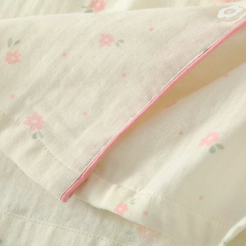 Cream & Pink Floral Cotton Pjs