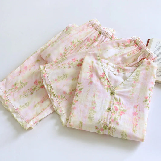 3 Piece Pink & Green Floral Pj Set Creative Femininity