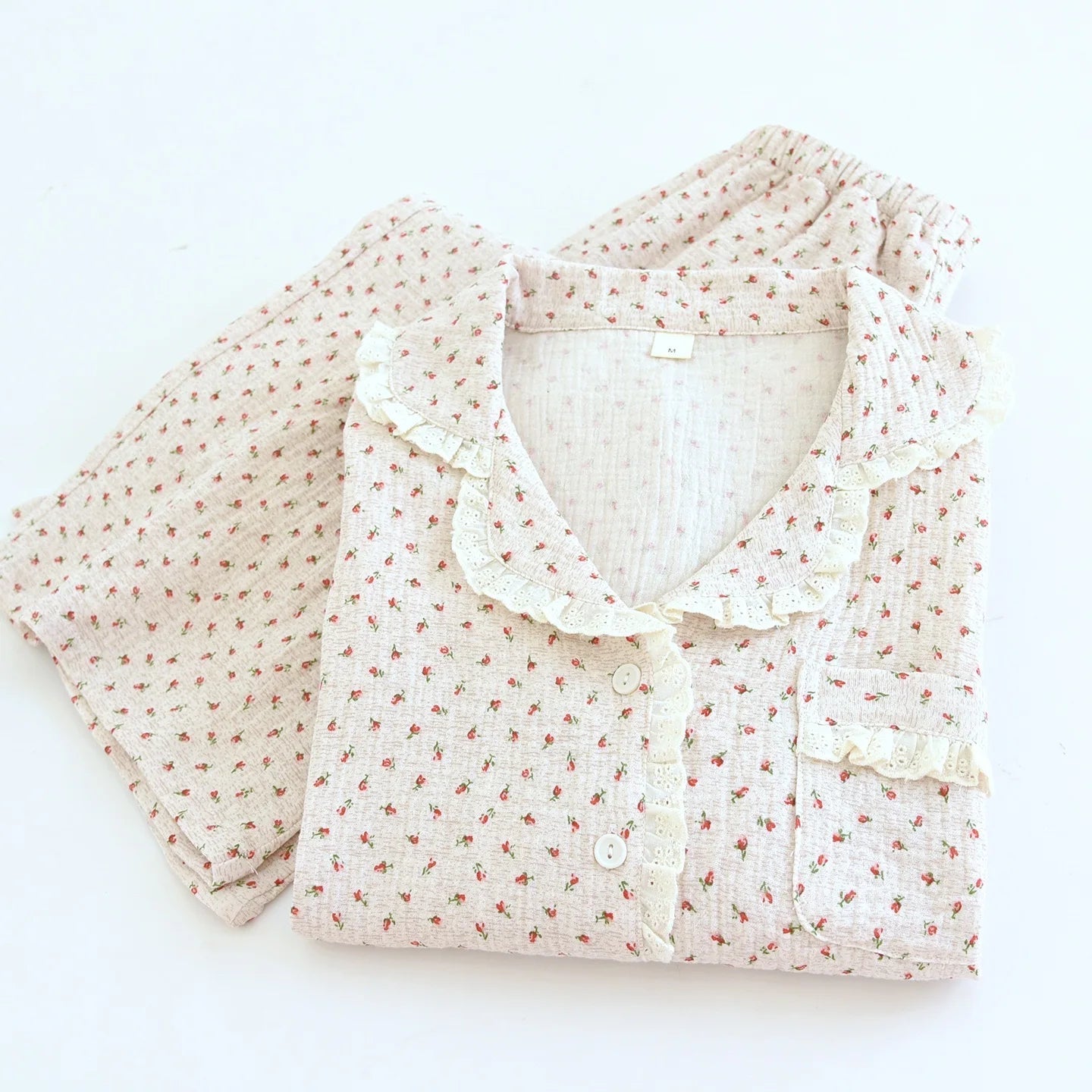 Romantic Floral Lace Pyjama Set Creative Femininity