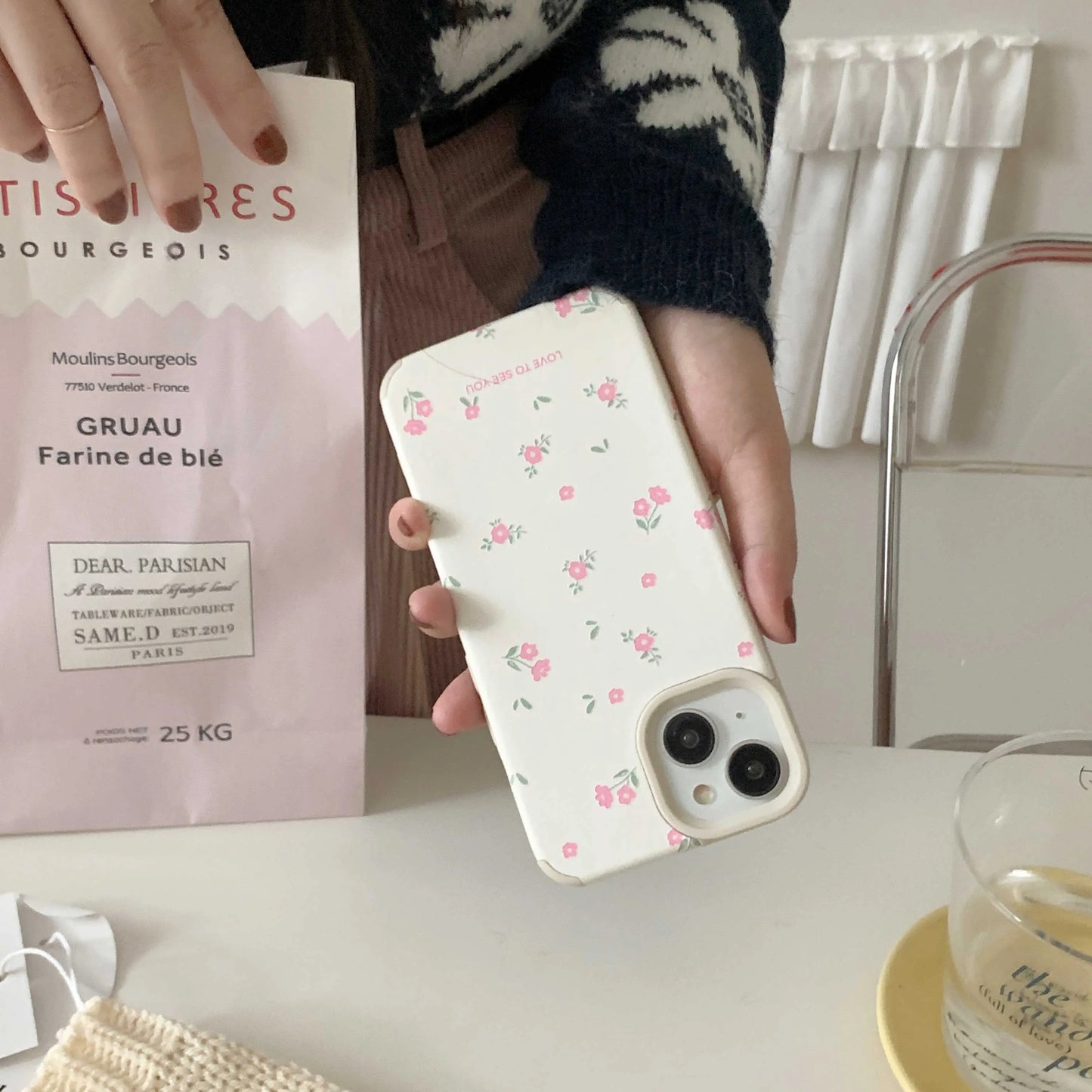 White iPhone Case With Pink Flowers
