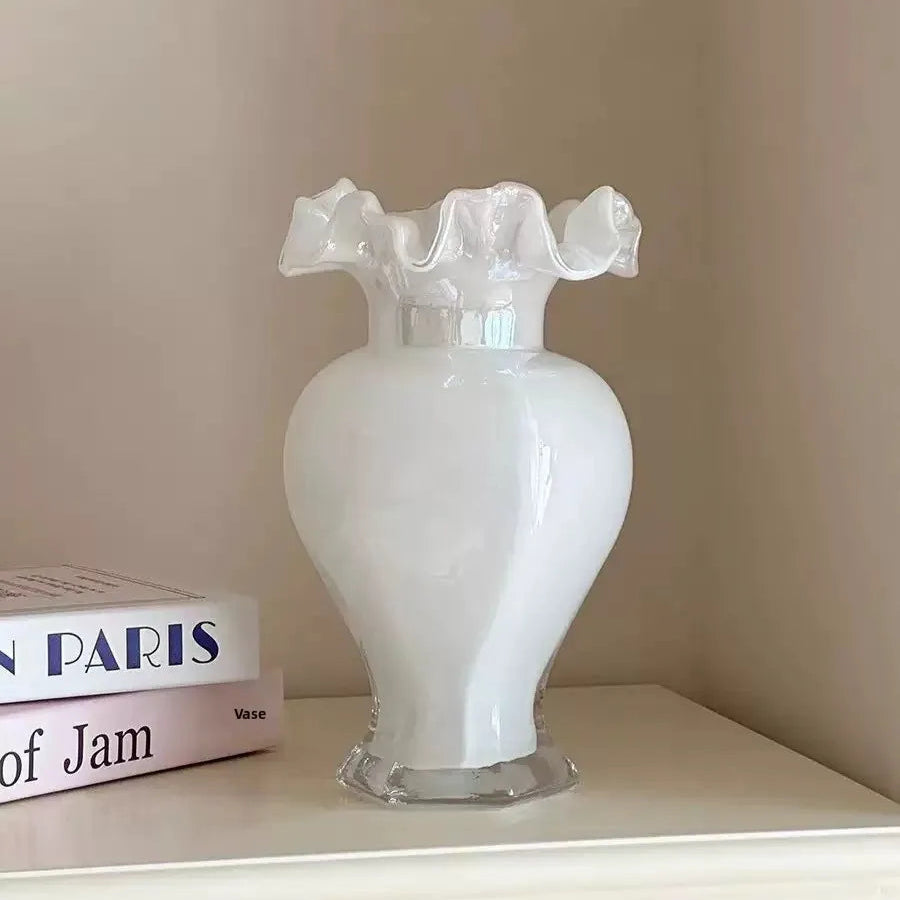 Pink & Gold Ruffle Flute Vase