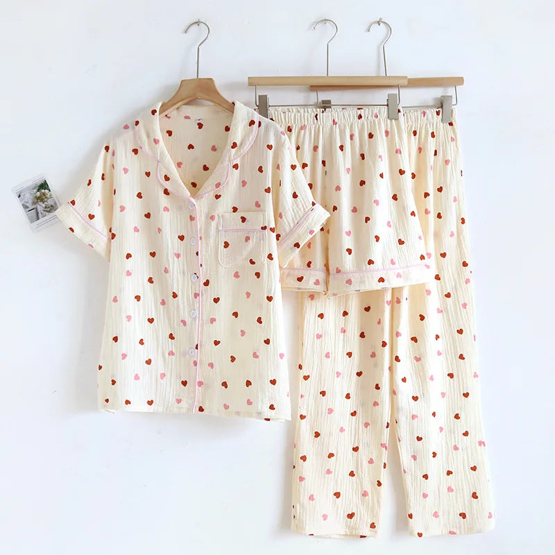 Confetti Heart Pjs With Pink Trim