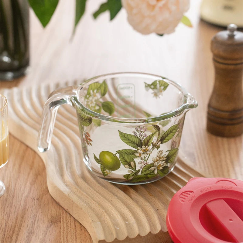 Floral Glass Measuring Jug