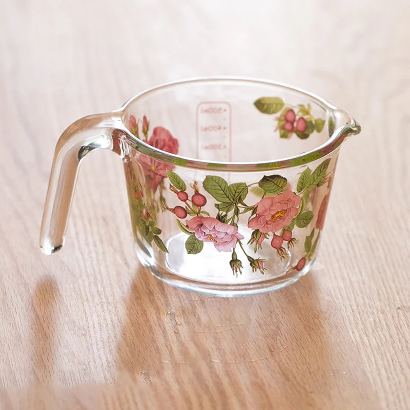 Floral Glass Measuring Jug
